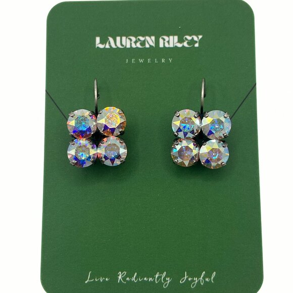Jewelry - Handcrafted Aurora Borealis Swarovski Crystal Drop Earrings - Antique Silver